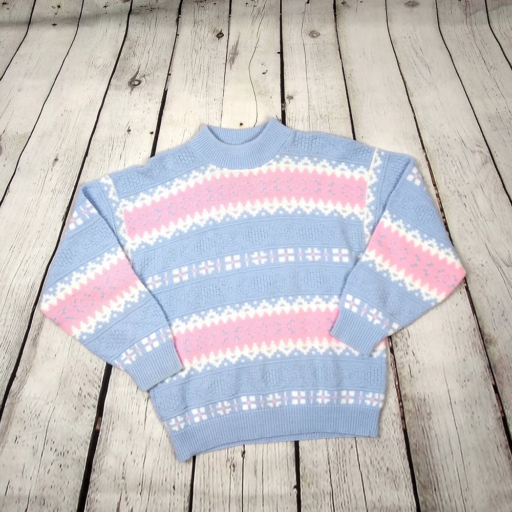 Vintage 80s Pink and Blue Pastel Sweater